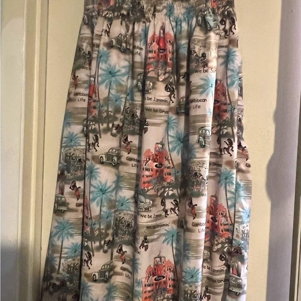 Strapless Tropical Print Maxi Skirt in Multi-Color